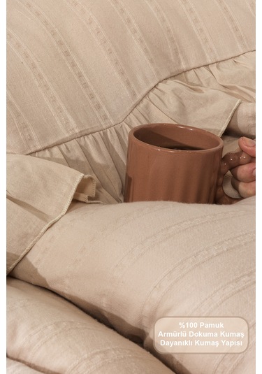 Elart Romantic Nevresim Takımı Çift Kişilik Lastikli Çarşaf 200x220 Cm Bej Bej
