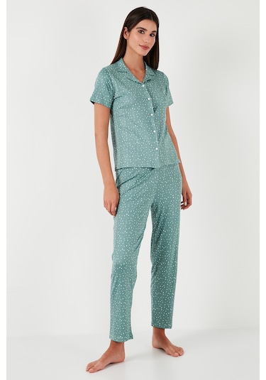Lela Regular Fit Gömlek Yaka Kısa Kollu Bayan Pijama Takımı 65780124 Mint Lela Regular Fit Gömlek Yaka Kısa Kollu Bayan Pijama Takımı 65780124 Mint