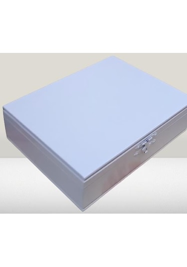 Hobi Adn Dekoratif Makyaj Kutusu Bölmeli Klipsli Parlak Beyaz Model El Yapım