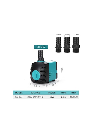 50w Akvaryum Dalgıç Su Pompası Çeşme Filtresi Balık Gölet