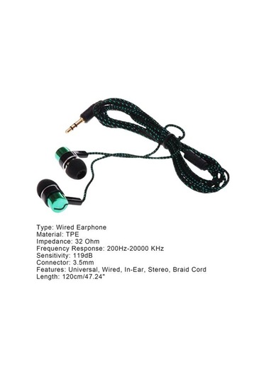 Yurt İçin Kulaklık Stereo Gürültü Azaltma Tpe 3.5 MM Kulak İçi Kablolu Stereo Örgü Kulaklık