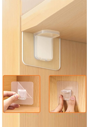 8 Adet Yapışkanlı Raf Destek Aparatı Dolap Raf Tutucu Sabitleyici Klips Askı 8li Çok Renkli