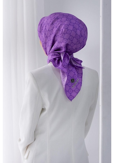 Vissona Lila Dama Desen Tivil İpek Eşarp 51495-0022