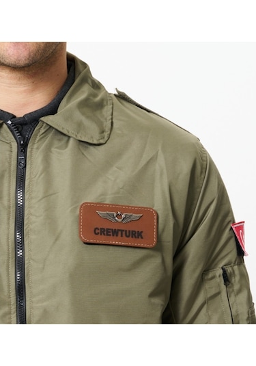 Crew Turk Syk88h Yakalı Pilot Montu Kumas Haki
