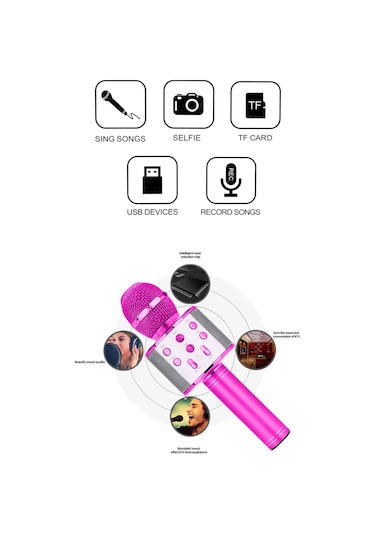 Karaoke Mikrofon Aux Usb Ve Sd Kart Girişli Bluetooth Mikrofon