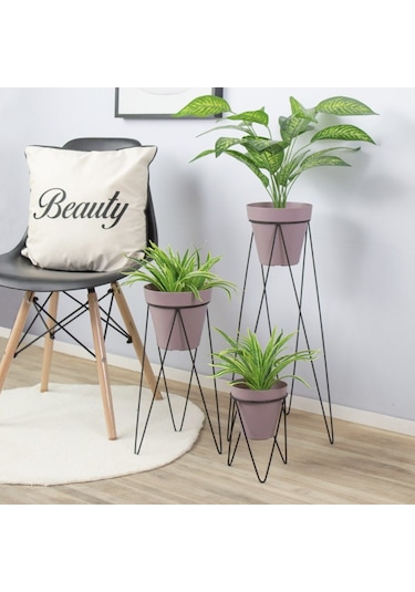 Metal Çiçeklik. Ayaklı Iskandinav Saksı Tutucu 3 ‘Lü Set Wd-255