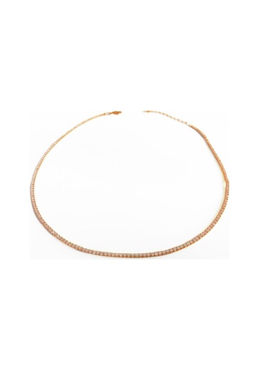 1,5 Mm Taşlı Gümüş Suyolu Choker Kolye Rose Gold