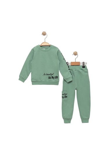 My Lıfe Baskılı İki İplik Alt Üst Takım Mint Yeşili