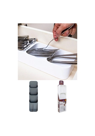 Beyaz 5 Bölmeli Çekmece Kaşıklık Mutfak Düzenleyici, Dayanıklı Çatal Kaşık Bıçak Organizatörü Diğer