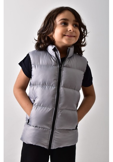 Banada Moda Erkek Çocuk Mat Gri Şişme Yelek Gri