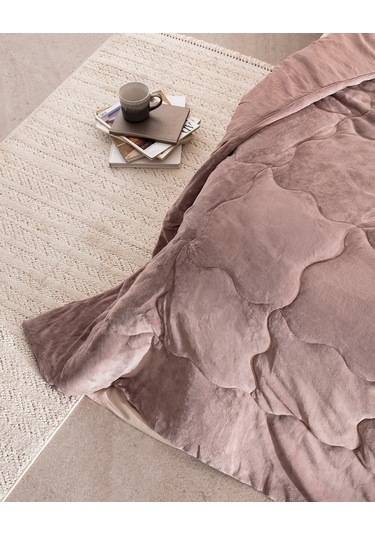 Madame Coco Kaira Çift Kişilik Comforter Set - Pudra Pudra