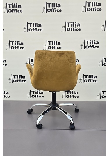 Maki Çalışma Ve Çocuk Koltuğu Krom Yonca Ayak Hardal Sarısı