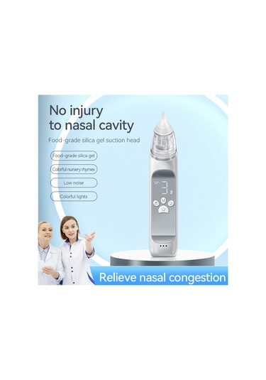 Vkemall Bebek Elektrikli Burun Emici, 3 Seviye Süçme Gücü, 58db Sessiz, 10 Müzik, Renkli Işık, Dahili Pil Ve Depolama Kutusu İle 3 Silikon Uç