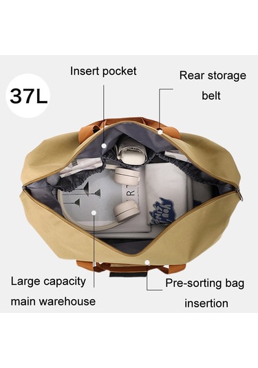 Sones Set Trolley Kısa Seyahat Çantası Islak Ve Kuru Ayırma Büyük Kapasiteli Depolama Paketi Bej