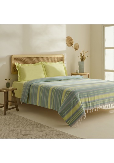 Karaca Home Lynora Çift Kişilik Peştamal Pike Takımı Haki Haki