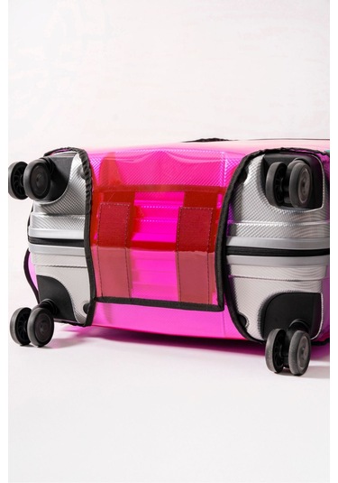 Trink Çanta Şeffaf Valiz Ve Bavul Kılıfı Neon Renk Pvc Neon Pembe