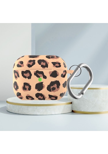 B Serisi Silikon Baskılı Leopar Baskı Kablosuz Kulaklık Airpods Uyumlu 3 B-1 İçin Koruyucu Kılıf Diğer