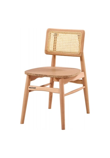 Masifart Abilio Hasırlı Mabel Sandalye Cilasız Ham Ham