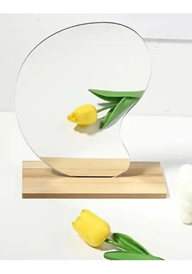 Düzensiz Estetik Ahşap Makyaj Aynası Çerçevesiz Su Damlası