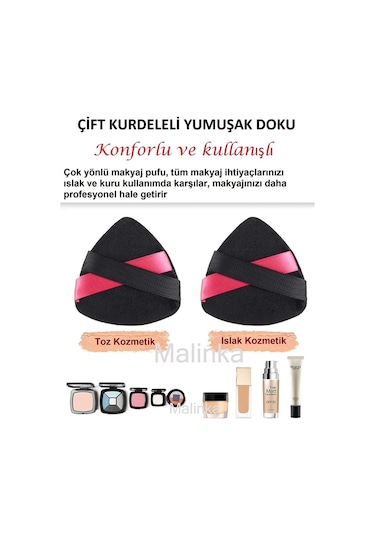 Melien Pamuk Yıkanabilir Kadife Puf Makyaj Süngeri Siyah 2'li