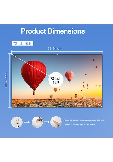 Geeksen 72" Taşınabilir Hd Projeksiyon Perdesi - Katlanabilir, Dayanıklı, Ev Sineması Ve Ofis Kullanımı İçin