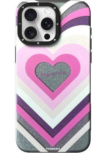 İphone 14 Pro Max Uyumlu Kılıf Magsafe Şarj Özellikli Youngkit Star Dazzle Serisi Kapak Pembe