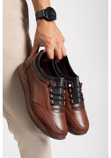 Hakiki Deri Tam Ortopedik Taba Renk Erkek Ayakkabı Taba