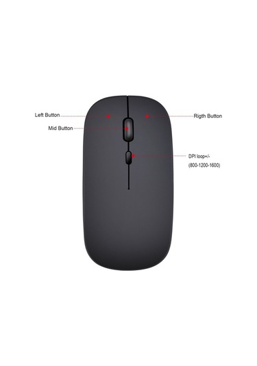 Dancemonkey Şarj Edilebilir Kablosuz Mouse, 3 Hızlı Dpı, Sessiz Tasarım, Type-c, Taşınabilir Optik Optik
