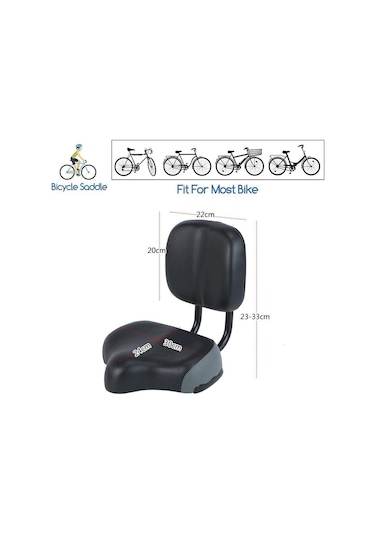 Sarissa Sırt Destekli Arkalıklı Ayarlamalı Geniş Elektrikli Bisiklet Selesi Koltuğu Siyah
