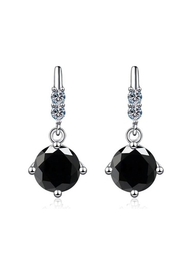 Siyah Bague Ringen S925 Gümüş Mossan Pırlanta Saçaklı Hareketli Küpe Kız Arkadaşa Sevgililer Günü Hediyesi 0.5ct 2