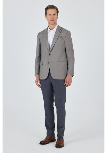 Koyu Vizon Mono Yaka Armürlü Tam Astar Esnek 4 Drop Comfort Fit Classic Ceket 1002250152 Koyu Vizon