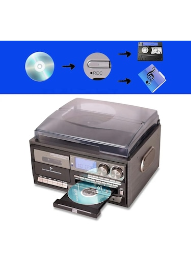 Ultratekno KN-110 Vintage Plak CD Kaset USB Bluetooth TF AUX  Özelikli Pikap