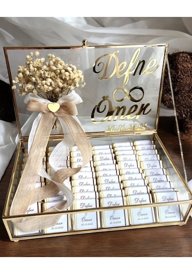 Damian Gold Söz Nişan Kız İsteme Çikolatası Altın - Gümüş