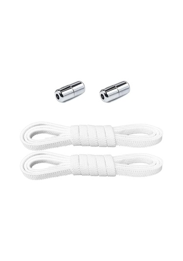 Ayarlanabilir 1 Çift Beyaz Vidalı Kapsül Uçlu 6 Mm Lastik Pratik Bağcık Beyaz