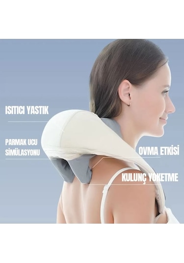 Artfulabode Şarjlı Yoğurmalı Isıtmalı Sırt-bel Masaj Aleti, Gerçek El Hissi Boyun Bacak Omuz Ovma Cihazı Ql Beyaz - Gri