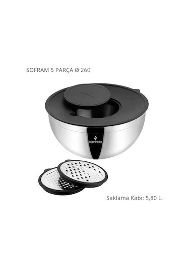 Sofram 5 Parça 26 Cm Karıştırma Ve Saklama Kabı 5,80 Litre