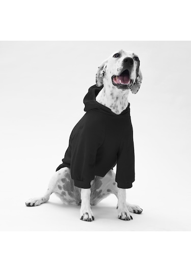 Siyah Kanguru Cepli Orta Büyük Irk Köpek Hoodie- Sweatshirt Büyük Köpek Kıyafeti 18-40 Kg Aralığı Orta Büyük Irklar