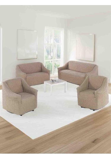 4 Parça Pamuklu Koltuk Örtüsü Takımı Bordo