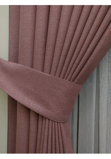 Evdepo Home Keten Pembe Fon Perde Tek Kanat Pembe