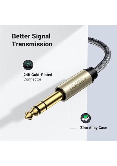 Ugreen 3.5 A 6.5 Çevirici Amplifikatör Cd Çalar Hoparlör Gold 1 Metre