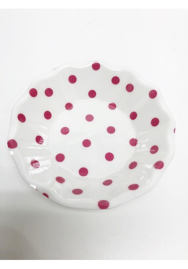 Melamin Çay Tabağı Pembe Benekli 6 Adet