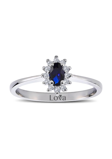 Lova Pırlantalı Oval Safir Anturaj Yüzük - 1020231