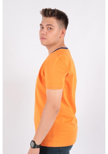 Benetton Bnt-m20461-23y Erkek T-shirt BNT-M20461-R1840 Turuncu