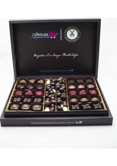 Dark Brown Hediyelik Çikolata 30 Spesiyel ve Karışık Drajeler El Yapımı Gerçek Çikolata