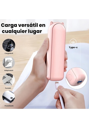 Wezone Pink Mini El Fani, Çift Fonksiyonlu Şarj Cihazı İle, Taşınabilir Ve Katlanabilir, Dış Mekanlar İçin Pratik Pembe