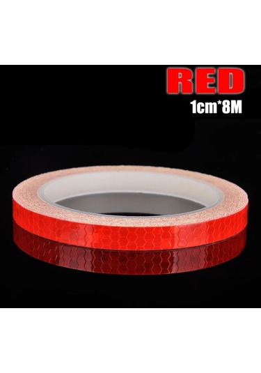 Kırmızı Bisiklet Çıkartmaları Reflektif Uyarı Bandı Folyo Film Dekorasyon Floresan Bisiklet Kask Scooter Motosiklet Güvenlik İşareti Araba Styling Kırmızı