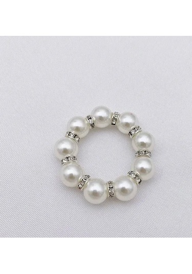 Yifomall Gümüş Renkli Pırlantalı 6 Adet Peçete Halkası Seti - Şık Ve Pratik Sofra Aksesuarı Beyaz