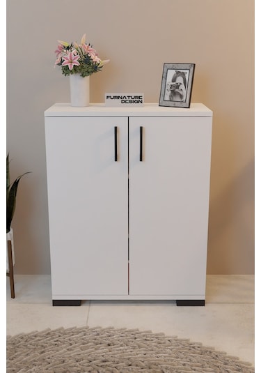 2 Kapaklı Çok Amaçlı Dolap Raflı Erzak Dolabı Mutfak Dolabı-beyaz