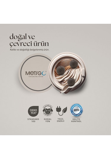 Saf Ve Doğal Yerli Üretim Koyu Renkli Yün Kurutma Topları 3 Adet