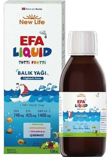 Newlife Efa Liquid Tutti Fruitti Aromalı Balık Yağı Likit 150 ML